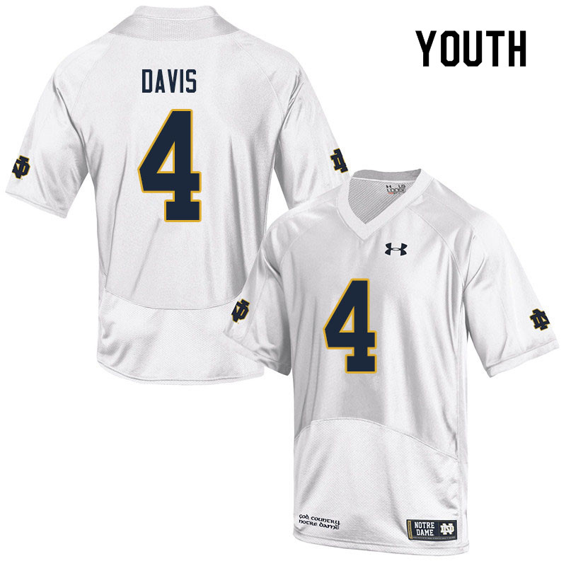 Youth #4 Avery Davis Notre Dame Fighting Irish College Football Jerseys Sale-White